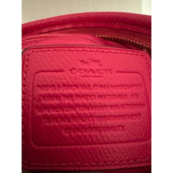 Coach Large Signature Print File Bag - Crossbody Brown w/ Fuchsia Leather Piping - Picture 7 of 9